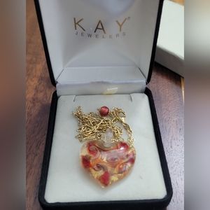 14k Gold Kay Jewelers Italian Glass blown necklace